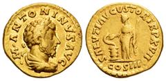 Roman Imperial / Imperio Romano Marcus Aurelius. Aureus. 162-163 AD. Rome. (Cal-1919). Anv.: M ANTONINVS AVG. Laureate bust, draped and armored to right. Rev.: SALVTI AVGVSTOR TR P XVII, in exergue CO