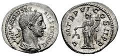 Roman Imperial / Imperio Romano Severus Alexander. Denarius. 222-228 AD. Rome. (Ric-127). (Bmcre-330). (Rsc-9). Anv.: IMP C M AVR SEV ALEXAND AVG, laureate and draped bust right. Rev.: AEQVITAS AVG, A