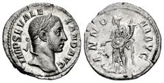 Roman Imperial / Imperio Romano Severus Alexander. Denarius. 228 AD. Rome. (Ric-187). (Bmcre-496-7). (Rsc-27). Anv.: IMP SEV ALEXAND AVG, laureate head right. Rev.: ANNONA AVG, Annona standing left, w