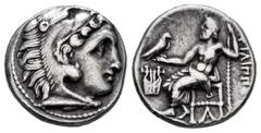 Greek Coins / Grecia Antigua Reino de Macedonia. Alejandro III Magno. Dracma. 336-323 a.C. (Gc-6730). Anv.: Cabeza de Hércules con piel de león a derecha. Rev.: Zeus sentado a izquierda con águila, de