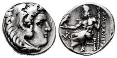 Greek Coins Kingdom of Macedon. Alexander III, "The Great". Drachm. 334-323 BC. Sardes. (Price-2581). Anv.: Head of Herakles right, wearing lion skin headdress. Rev.: Zeus Aëtophoros seated left, hold