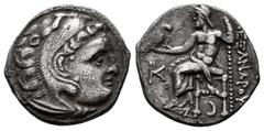 Greek Coins Kingdom of Macedon. Antigonos I Monophthalmos. Drachm. 310-301 BC. Kolophon. In the name and types of Alexander III. (Price-1825). (Müller-275). Anv.: Head of Herakles to right, wearing li