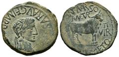 Ancient Hispania Turiasu. Tiberius period. Unit. 14-36 AD. Tarazona (Zaragoza). (Abh-2450). (Acip-3291). Ae. 11,58 g. Almost VF. Est...50,00. SPANISH DESCRIPTION: Turiasu. Época de Tiberio. As. 14-36 