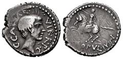 Roman Imperatorial Augustus. Denarius. 27 BC. Mint moving. (Ffc-16). (Ric-541). (Cal-810). Anv.: Head of Augustus wearing oak-wreath right. Rev.: AVGVSTVS below capricorn right bearing cornucopiae on 