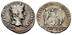 Roman Imperatorial Augustus. Denarius. 7-6 BC. Lugdunum. (Ffc-22). (Ric-207). (Cal-852). Anv.: CAESAR AVGVSTVS DIVI. F. PATER. PATRIE, his laureate head right. Rev.: C.L. CAESARES AVGVSTI. F. COS. DES
