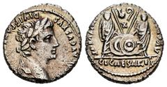 Roman Imperatorial Augustus. Denarius. 7-6 BC. Lugdunum. (Ffc-23). (Ric-211). (Cal-853). Anv.: (CAESA)R AVGVSTVS DIVI. F. P(ATER. PATRIAE), laureate head of Augustus right. Rev.: C.L. CAESARES - AVGV(