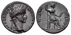 Roman Imperial Tiberius. Denarius. 14-37 AD. Lugdunum. (Ric-30). (Bmcre-48). (Rsc-16a). Anv.: TI CAESAR DIVI AVG F AVGVSTVS, laureate head right. Rev.: PONTIF MAXIM, female figure (Livia?) seated righ