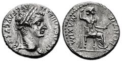 Roman Imperial Tiberius. Denarius. 36-37 AD. Lugdunum. (Ric-30). (Bmcre-48). (Rsc-16a). Anv.: TI CAESAR DIVI AVG F AVGVSTVS, laureate head right. Rev.: PONTIF MAXIM, Livia (as Pax) seated right on thr