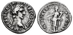 Roman Imperial Nerva. Denarius. 97 AD. Rome. (Ric-13). (Bmcre-24). (Rsc-6). Anv.: IMP NERVA CAES AVG P M TR P COS III P P, laureate head to right. Rev.: AEQVITAS AVGVST, Aequitas standing left, holdin