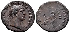 Roman Imperial Trajan. Unit. 98-117 AD. Rome. (Ric-434/5). (Woytek-113b). Anv.: IMP CAES NERVA TRAIAN AVG GERM P M. Laureate bust right, with slight drapery. Rev.: TR POT COS IIII P P / S - C. Victory