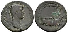 Roman Imperial Hadrian. Sestertius. 132-134 AD. Rome. (Ric-668). Anv.: HADRIANVS AVGVSTVS, Laureate bust right, slight drapery. Rev.: FELICITATI AVG, Galley left with five oarsmen: Triton on the bow, 