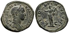 Roman Imperial Severus Alexander. Sestertius. 222-231 AD. Rome. (Ric-618). (C-569). Anv.: IMP SEV ALEXANDER AVG, laureate head right with slight drapery over left shoulder. Rev.: VICTORIA AVGVSTI, Vic