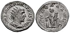 Roman Imperial Philip I. Antoninianus. 245-247 AD. Rome. (Spink-8922). (Ric-28c). (Seaby-32). Rev.: ANNONA AVGG. Ag. 3,57 g. Almost XF/Choice VF. Est...45,00. SPANISH DESCRIPTION: Filipo I. Antoninian