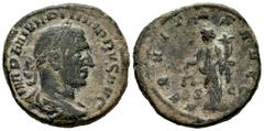 Roman Imperial Philip I. Sestertius. 244-249 AD. (Ric-166a). Anv.: IMP M IVL PHILIPPVS AVG, laureate, draped and cuirassed bust right. Rev.: AEQVITAS AVGG, Aequitas standing left, holding scales and c
