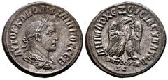 Roman Imperial Philip II. Tetradrachm. 249 AD. Antioch. Seleucis and Pieria. (Prieur-473). Anv.: AYTOK K M IOYΛI ΦIΛIΠΠOC CЄB. Rev.: ΔHMAPX ЄΞOYCIAC ΥΠΑΤΟ Δ. Bi. 11,55 g. Almost XF/Choice VF. Est...70