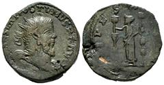 Roman Imperial Postumus. Double sestertius. 260-261 AD. Uncertain mint. (Spink-11040). (Ric-123). Rev.: FIDES MILITVM. Fides standing left with a standard in each hand. Ae. 11,39 g. Rare. VF. Est...27