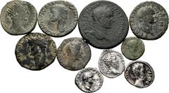 Ancient Coins Ancient Coins. Lot of 10 coins of the Roman Empire. Large variety of emperors: Augustus (Fourrée Denarius), Claudius I (2 units), Vespasian (Denarius), Titus (unit), Marcus Aurelius (Dup