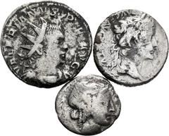 Ancient Coins Ancient Coins. Lot of 3 ancient coins, Antoninianus of Valerian, denarius of Tiberius and a hemidrachm of Lycia. TO EXAMINE. F/Choice F. Est...70,00. SPANISH DESCRIPTION: Mundo Antiguo. 