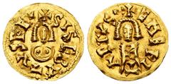 Visigothic Coins Sisebuto (612-621). Tremissis. Emerita (Mérida). (Cnv-258.1). (Pliego-284b). Anv.: + SISEBVTVS REx. Rev.: + EMERITA PIVS*. Au. 1,46 g. A good sample. XF. Est...600,00. SPANISH DESCRIP
