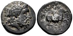 Greek Coins Macedon. Philip III. Tetradrachm. 249 BC. Amphipolis. Seleucis and Pieria. (Hgc-473). (Le Rider-pl. 47, 8). Anv.: Laureate head of Zeus right. Rev.: Youth, holding palm frond, riding horse