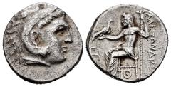 Greek Coins Kingdom of Macedon. Antigonos I Monophthalmos. Drachm. 310-301 BC. Lampsakos. In the name and types of Alexander III. (Price-1412). Anv.: Head of Herakles right, wearing lion skin headdres
