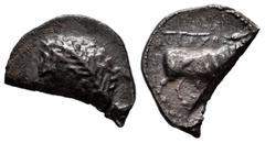 Celtiberian Coins Arse-Saguntum. Drachm. 170-20 BC. Sagunto (Valencia). Ag. 2,10 g. Broken planchet. Choice VF. Est...20,00. SPANISH DESCRIPTION: Arse-Saguntum. Dracma. 170-20 a.C. Sagunto (Valencia).