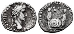 Roman Imperatorial Augustus. Denarius. 7-6 BC. Lugdunum. (Ffc-22). (Ric-207). (Cal-852). Anv.: CAESAR AVGVSTVS DIVI. F. PATER. PATRIE, his laureate head right. Rev.: C.L. CAESARES AVGVSTI. F. COS. DES