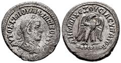 Roman Imperial Philip II. Seleucis and Pieria. Tetradrachm. 248-249 AD. Antioch. (Prieur-474). (McAlee-1042). Anv.: AYTOK K M IOYΛI ΦIΛIΠΠOC CЄB, laureate, draped and cuirassed bust to right. Rev.: ΔH