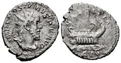 Roman Imperial Postumus. Antoninianus. 260-265 AD. Cologne. (Spink-10958). (Ric-73). (Seaby-167). Rev.: LAETITIA AVG. Galley travelling left. Ag. 3,38 g. Scarce. Almost VF. Est...40,00. SPANISH DESCRI