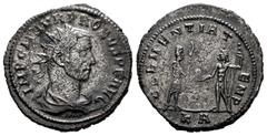 Roman Imperial Probus. Antoninianus. 276-282 AD. (Ric-928). Rev.: CLEMENTIA TEMP / KA. Probus standing right, holding eagle-tipped sceptre, receiving globe from Jupiter standing left, holding sceptre.