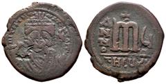 Byzantine Empire Mauricius Tiberius. Follis. 586-587 AD (Year 5). Antioch. (Bc-532). Ae. 11,56 g. Almost VF. Est...18,00. SPANISH DESCRIPTION: Mauricio Tiberio. Follis. 586-587 d.C. (Año 5). Antioquía