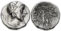Greek Coins Cappadocian Kingdom. Ariobarzanes III. Drachm. Año 9 = 44/43 BC. (Sng Cop-162). (Simonetta-1b). Anv.: Diademed head of Ariobarzanes right. Rev.: Athena standing left; star and crescent to 