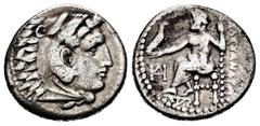 Greek Coins Kingdom of Macedon. Alexander III, "The Great". Drachm. 325-323 BC. Miletos. Struck under Philoxenos. (Price-2090). Anv.: Head of Herakles right, wearing lion skin. Rev.: Zeus Aëtophoros s