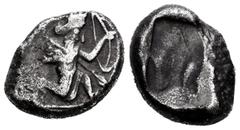 Greek Coins Achaemenid Empire. Time of Darios II. Siglos. 425-405 BC. Sardes. (Traité-II 2). (De Luynes-2807-2809). (GRPC Lydia-S26). Anv.: Persian king or hero, wearing kidaris and kandys and with qu