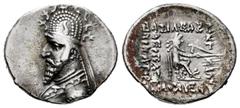 Greek Coins Kingdom of Parthia. Sinatruces. Drachm. 93-69 BC. Rhagae. (Sellwood-33.4). Anv.: Diademed and draped bust of Sinatrukes to left, wearing tiara decorated with horn and stags. Rev.: BAΣIΛEΩΣ