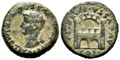 Celtiberian Coins Emerita Augusta. Time of Tiberius. Unit. 14-36 AD. Emerita (Mérida). (Abh-1056). (Acip-3408). Rev.: Gates of the city, around legend COL AVGVSTA EMERITA. Ae. 10,85 g. Choice F/Almost
