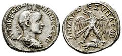 Roman Imperial Gordian III. Seleucis and Pieria. Tetradrachm. 242-244 AD. Antioch. (Prieur-302). (McAlee-874). Anv.: AYTOK K M ANT ΓOPΔIANOC CЄB, laureate, draped and cuirassed bust to right, seen fro