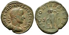 Roman Imperial Gordian III. Sestertius. 243-244 AD. Rome. (Spink-8741). (Ric-337a). Anv.: IMP GORDIANVS PIVS FEL AVG, laureate and draped bust of Gordianus III right. Rev.: VICTORIA AETERNA SC. Victor
