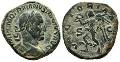 Roman Imperial Trajan Decius. Sestertius. 249 AD. Rome. (Ric-126d). Anv.: IMP C M Q TRAIANVS DECIVS AVG, laureate and cuirassed bust right. Rev.: VICTORIA AVG, Victory running left, holding wreath and
