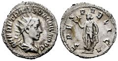 Roman Imperial Herennius Etruscus. Antoninianus. 250-251 AD. Rome. (Ric-149). Anv.: Q HER ETR MES DECIVS NOB C, radiate, draped and cuirassed bust right. Rev.: SPES PVBLICA, Spes advancing left, holdi