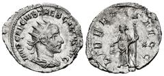 Roman Imperial Trebonianus Gallus. Antoninianus. 252 AD. Rome. (Ric-38). (Rsc-36a). Rev.: LIBERTAS AVGG. Libertas standing left, holding pileus and sceptre; star to right. Ag. 2,93 g. Choice VF. Est..