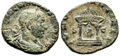 Roman Imperial Volusian. Sestertius. 251-253 AD. Rome. (Ric-252a). (Ch-41). Rev.: IVNONI MARTIALI, Juno seated facing in round tetrastyle temple; peacock at her side, S-C across fields. Ae. 13,97 g. S