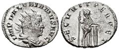 Roman Imperial Valerian I. Antoninianus. 258 AD. Mediolanum. (Ric-256). Anv.: IMP VALERIANVS AVG, radiate and draped bust right. Rev.: SECVRIT PERPET, Securitas standing left, leaning on column and ho