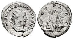 Roman Imperial Valerian I. Antoninianus. 257 AD. Viminacium. (Ric-262). (Rsc-255). Anv.: IMP VALERIANVS PF AVG, radiate, draped and cuirassed bust right. Rev.: VICT PART Victoria standing left holding