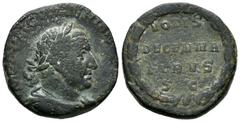 Roman Imperial Valerian I. Sestertius. 253 AD. Rome. (Spink-10026). (Ric-182). Rev.: VOTIS / DECENNA / LIBVS / SC in four lines within laurel wreath. Ae. 17,36 g. Rare. Choice F/Almost VF. Est...80,00
