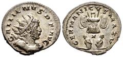 Roman Imperial Gallienus. Antoninianus. 257-258 AD. Cologne. (Spink-10224). (Ric-18). (Seaby-308). Rev.: GERMANICVS MAX V. Two captives set at foot of trophy. Ag. 3,31 g. Attractive tone. XF. Est...90