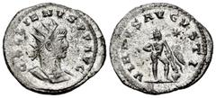 Roman Imperial Gallienus. Antoninianus. 263-264 AD. Antioch. (Ric-673). (Rsc-1320a). Anv.: GALLIENVS AVG, radiate, draped and cuirassed bust right. Rev.: VIRTVS AVGVSTI, Hercules standing right holdin