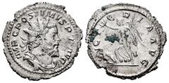 Roman Imperial Postumus. Antoninianus. 260-261 AD. Trier. (Ric-89). (Rsc-377a). Anv.: IMP C POSTVMVS P F AVG, radiate, draped and cuirassed bust right. Rev.: VICTORIA AVG, Victory walking left, holdin