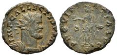 Roman Imperial Allectus. Antoninianus. 294-295 AD. London. (Spink-13833). Rev.: PROVIDENTIA AVG SC. Providentia holding globe and cornucopiae. Ae. 1,86 g. Scarce. Choice VF. Est...110,00. SPANISH DESC