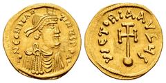 Byzantine Empire Constantine IV Pogonatus. Semissis. 668-685 AD. Constantinople. (Sear-1161). Anv.: δ N CONSTANTINЧS P AV. Diademed, draped and cuirassed bust right. Rev.: VICTORIA AVςЧS. Cross potent